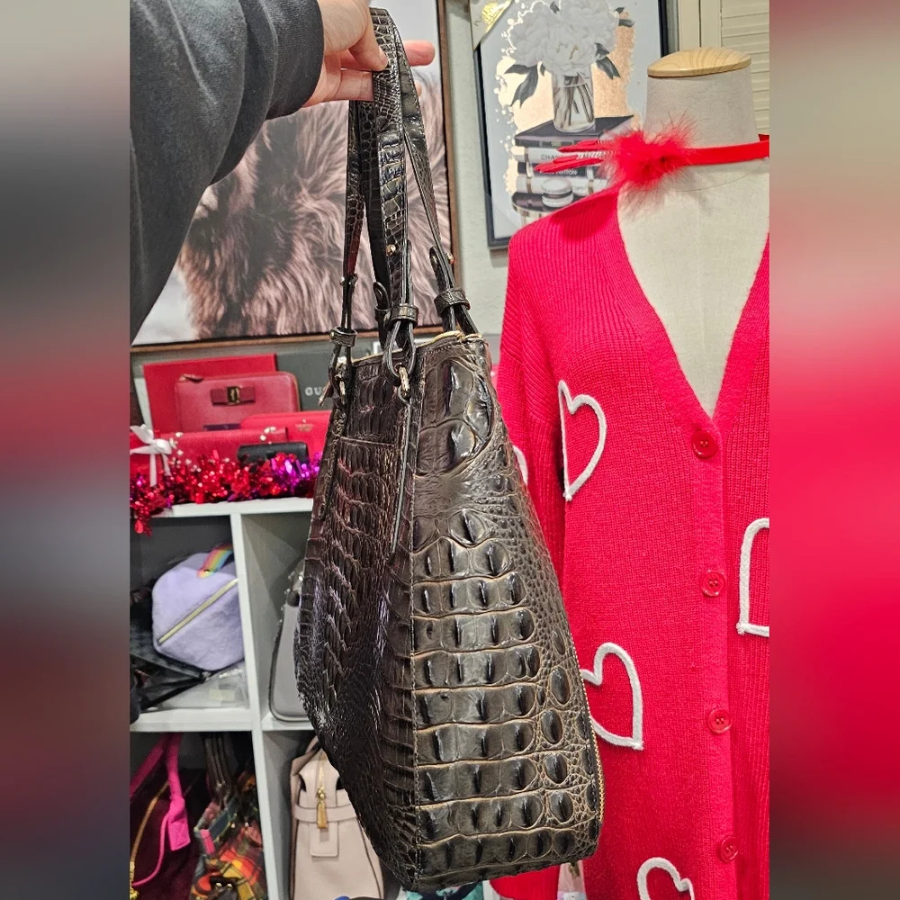 Brahmin Crocodile-Embossed Adina Shoulder Bag Nwot